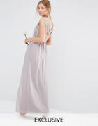 Tfnc Wedding Embellished Back Detail Maxi Dress - Opal Gray
