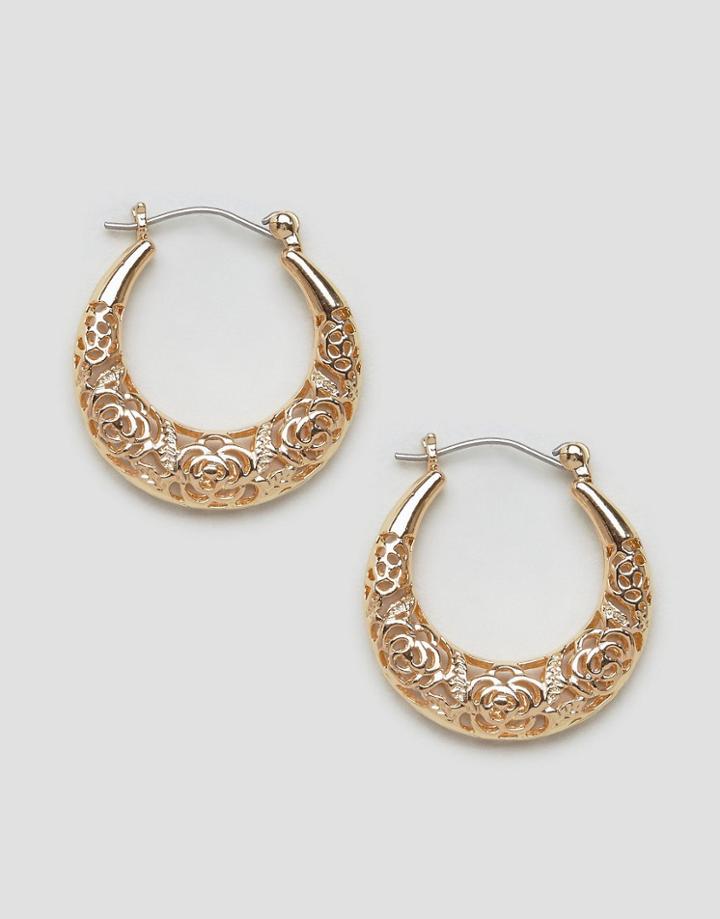 Asos Engraved Hoop Earrings - Gold