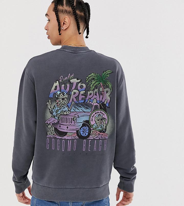 Collusion Tall Washed Printed Sweatshirt - Gray