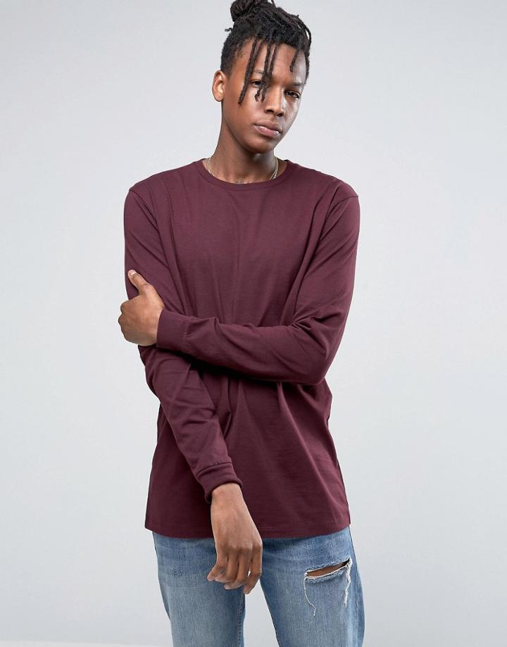 Asos Longline Long Sleeve T-shirt - Red