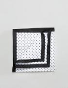 Asos Pocket Square With Polka Dot And Black Boarder - White