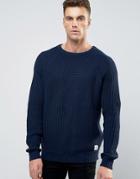 Bellfield Lighteight Fisherman Knitted Sweater - Navy