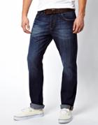 Asos Straight Jeans In Mid Wash