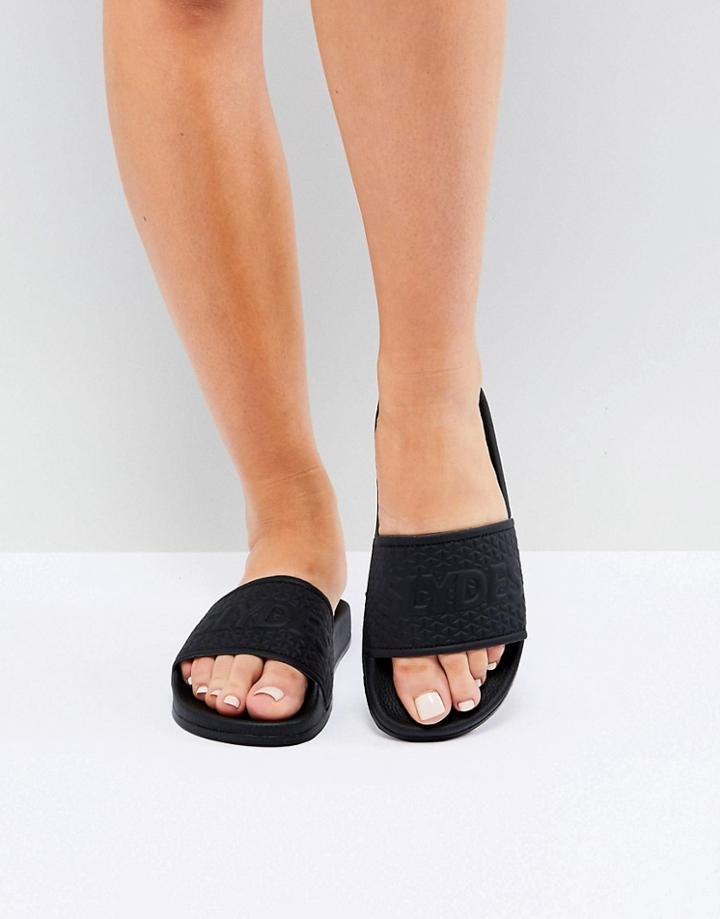 Slydes Logo Slider Sandal - Black