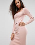 Kendall + Kylie Square Neck Long Sleeve Top - Pink