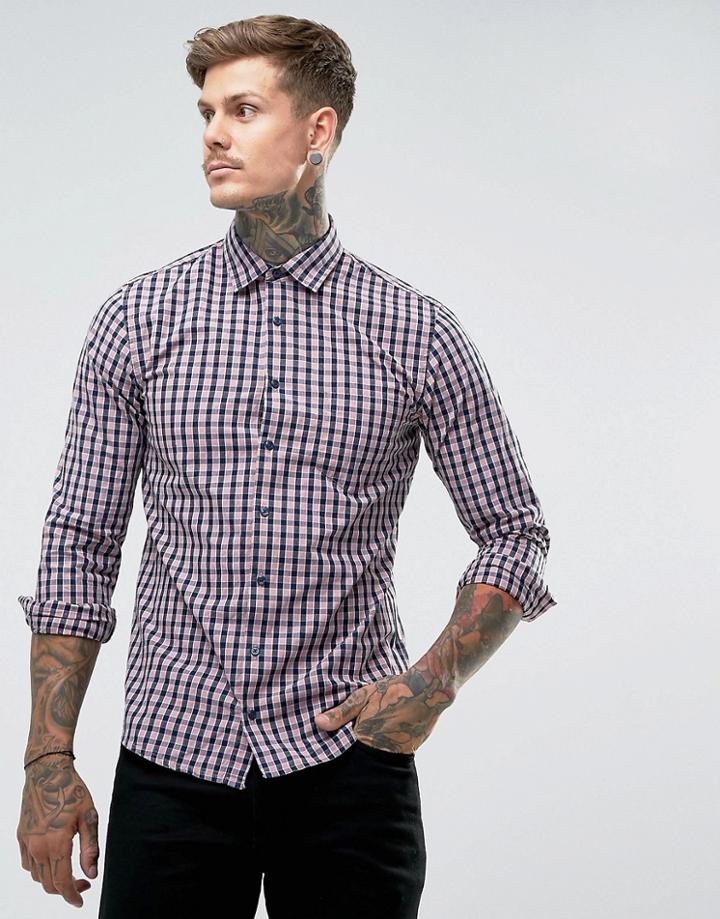 Boss Orange By Hugo Boss Epop Slim Fit Gingham Shirt Pink - Pink