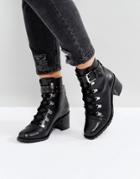 Asos Ratio Leather Hiker Boots - Black