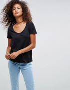Asos Boxy Scoop Neck T-shirt - Black