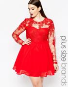 Missguided Plus Lace Prom Dress - Red