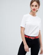 Pieces Round Neck T-shirt-white