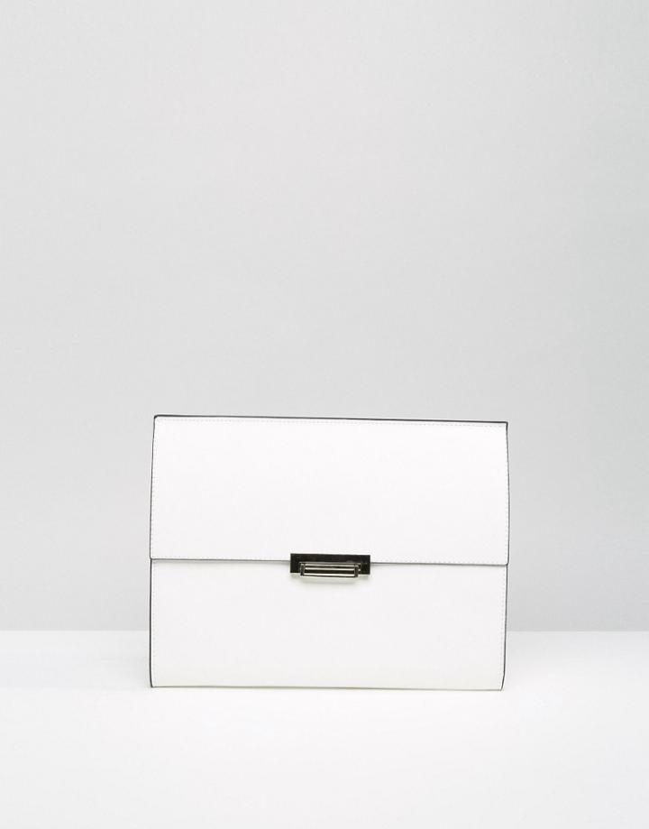 Nali Saffiano Envelope Clutch Bag - White