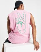 Jack & Jones Originals Oversized Tank Top With 'peace' Back Print In Pink