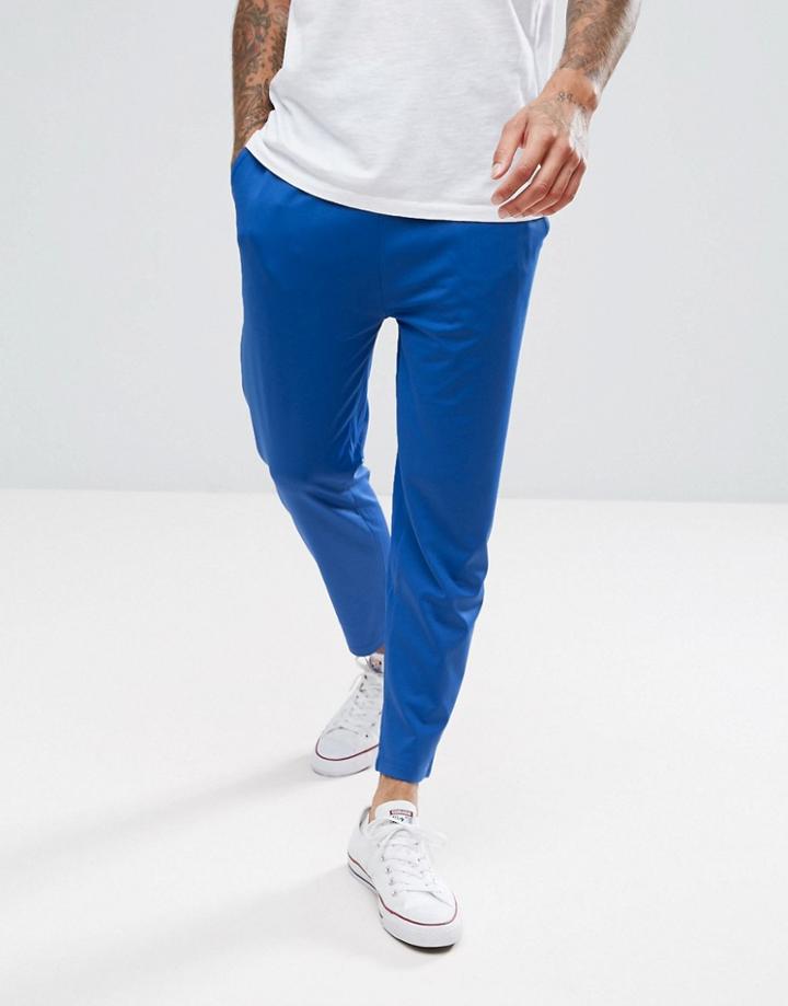 Asos Skinny Cropped Jogger In Poly Tricot - Blue