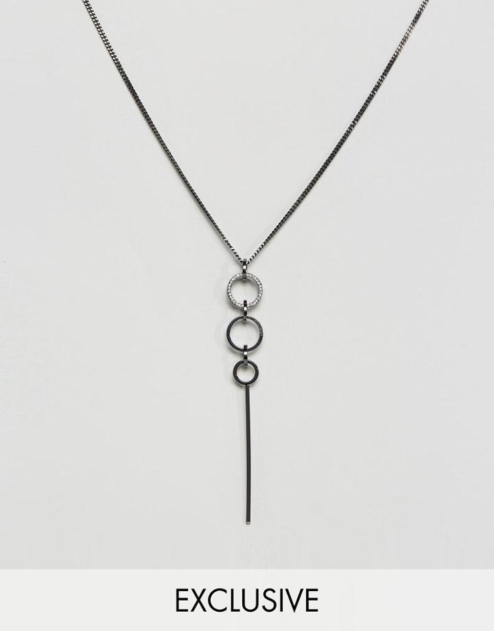 Reclaimed Vintage Inspired Triple Hoop Drop Necklace - Silver