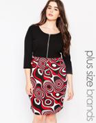 Praslin Plus Dress With 70's Print Skirt And Zip Front