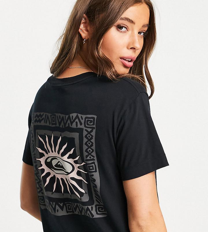 Quiksilver Logo Back Print Cropped T-shirt In Washed Black - Exclusive To Asos