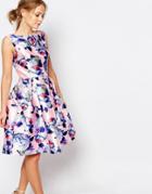 Chi Chi London Sateen Prom Dress In Floral Print - Nude Floral