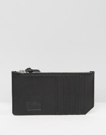 Saville Row Leather Long Card Holder With Metallic Inner - Black