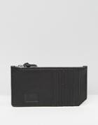 Saville Row Leather Long Card Holder With Metallic Inner - Black