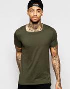 Asos T-shirt With Square Neck In Green - Forest Night