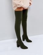 Asos Kimani Knitted Over The Knee Boots - Green