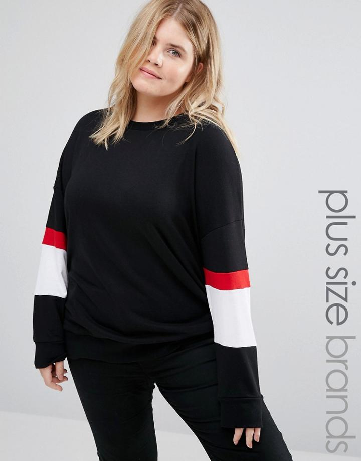 New Look Plus Contrast Stripe Sweatshirt Sweater - Black