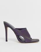 Public Desire Ultraviolet Reflective Square Toe Mules - Black