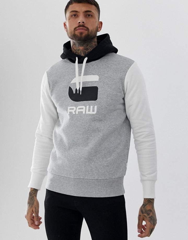 G-star Graphic Logo Hooded Sweat In Gray - Gray