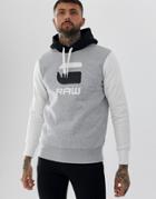 G-star Graphic Logo Hooded Sweat In Gray - Gray
