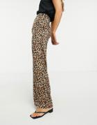 Glamorous Relaxed Wide Leg Pants In Leopard Print-multi