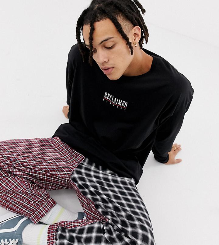 Reclaimed Vintage Inspired Logo Long Sleeve T-shirt In Black - Black