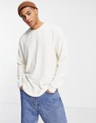 Asos Design Relaxed Fit Heavyweight Rib Long Sleeve T-shirt In Off White