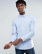 Selected Homme Long Sleeve Slim Fit Oxford Shirt With Hidden Button Down Collar - Blue