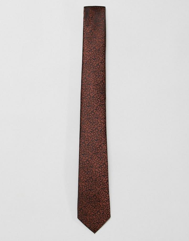 French Connection Rust Crackle Print Tie-red
