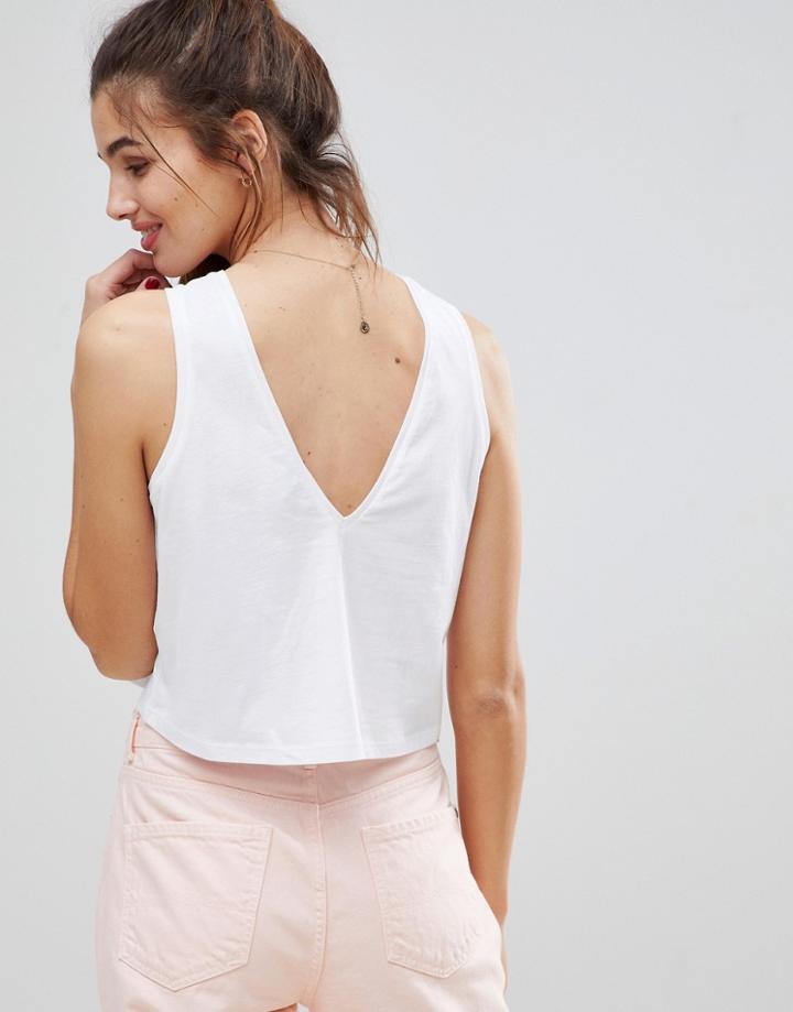 Asos Crop Tank With V Back - White