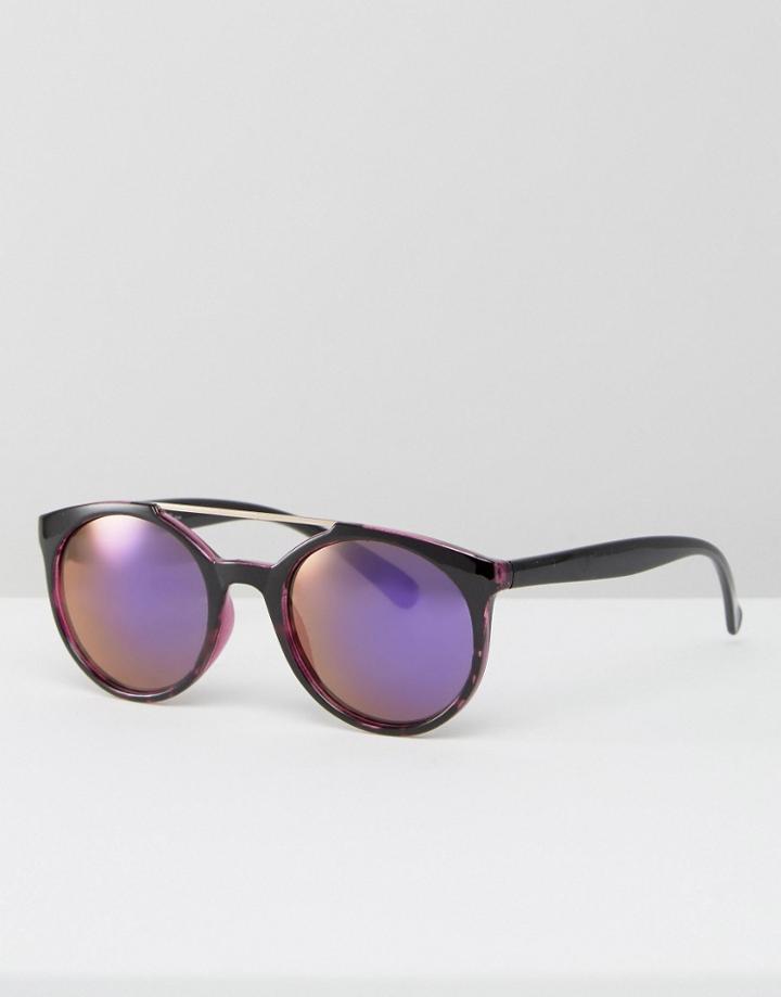 Jeepers Peepers Round Sunglasses With Revo Lenses - Purple