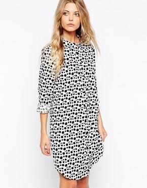 Vila Polka Dot Shirt Dress - White Base Black Spo