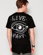 Rum Knuckles T-shirt Live Fast Print - Black