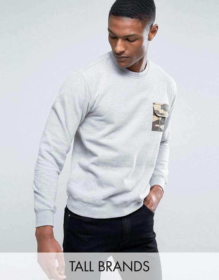 Jacamo Tall Sweat In Camo Print Khaki - Green