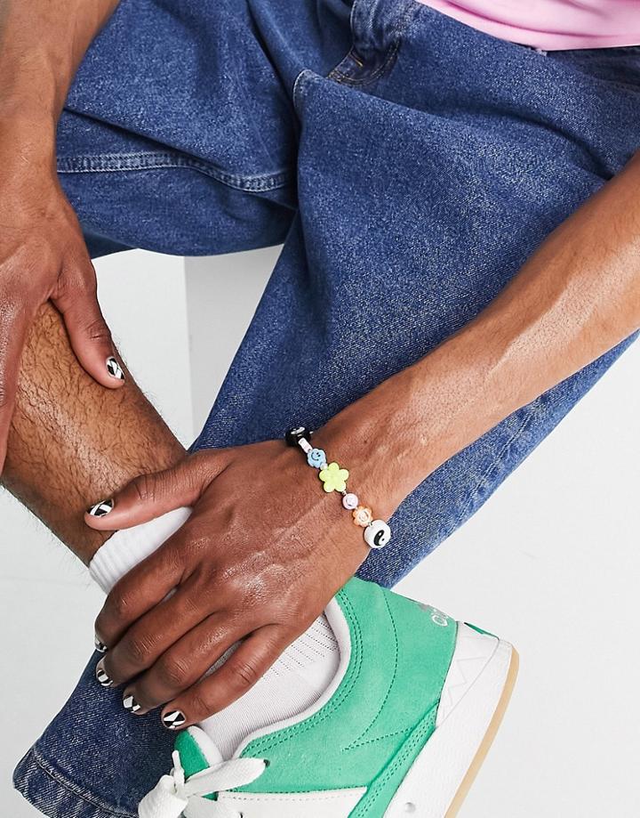 Asos Design Festival Joyful Beaded Bracelet With Fruits In Multi Color