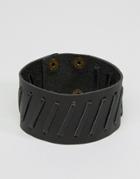 Asos Leather Cuff In Black - Black