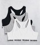 Threadbare Plus 3-pack Logo Crop Tops In White/ Gray/black