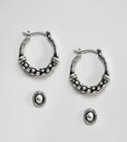 Asos Design Pack Of 2 Textured Stud And Hoop Earrings - Silver