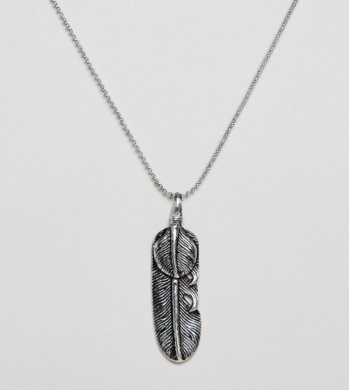 Reclaimed Vintage Inspired Feather Necklace In Silver Exclusive To Asos - Silver