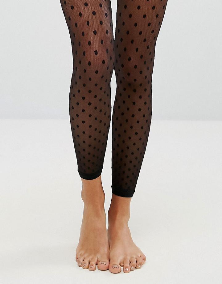 Asos Mesh Dot Footless Tights - Black