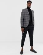 Jack & Jones Premium Suit Jacket In Slim Fit Gray Check - Gray
