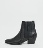 Mango Leather Western Chelsea Boot In Black