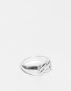 Icon Brand Signet Ring In Silver With Curb Chain Detail