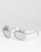 Dolce & Gabbana Oversized Round Sunglasses In Silver Glitter - Silver