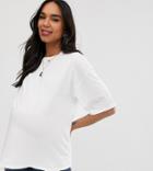 Asos Design Maternity Super Oversized T-shirt With Wash In White - White